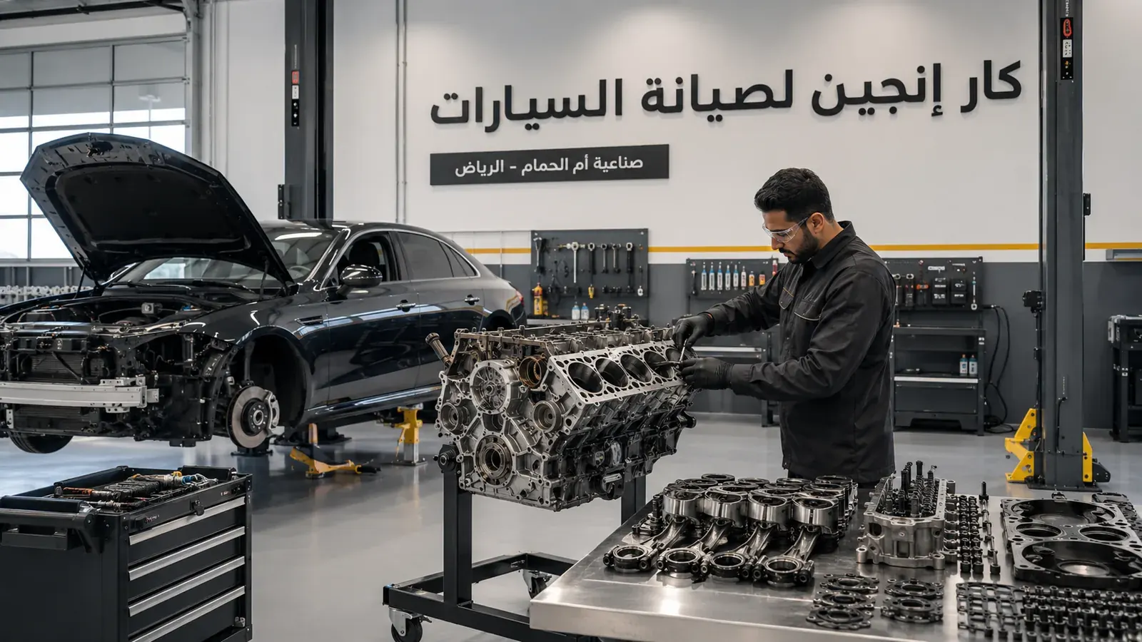 فحص القير والمكينة في ورشة كار إنجين بالرياض
